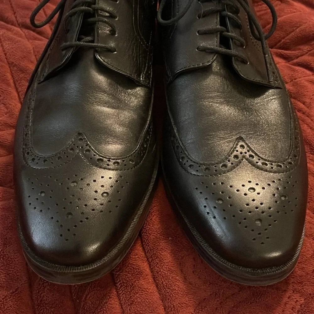 Cole Haan Men's Grand .0S Wingtip Oxford Dress Shoes Black‎ Size 12M preowned